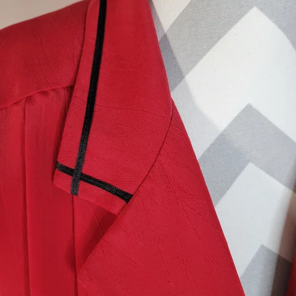 Vntg Leslie Fay Petites USA Made Button front Pleated Skirt Red dress Size 12 - Picture 6 of 13